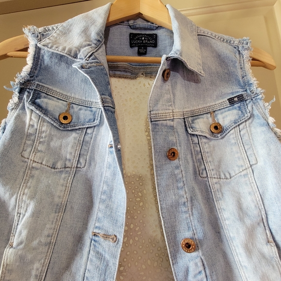 Lucky Brand Eyelet Cutoff Denim Jacket Vest - Picture 7 of 7